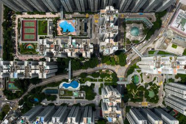 Kwun Tong, Hong Kong 03 Eylül 2018: - Hong Kong residnetial daire görünümünü aşağı üst