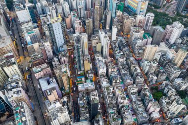 Mong Kok, Hong Kong 04 Eylül 2018:-Top Hong Kong kentsel görünümünü