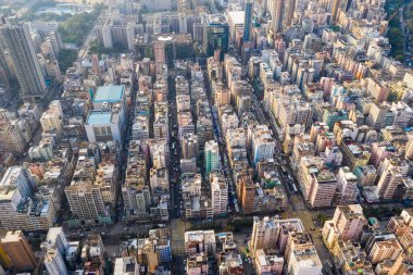 Sham Shui Po, Hong Kong, 11 Eylül 2018: - Hong Kong cityscape ve aşağı üst