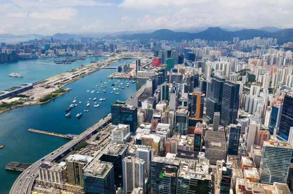 Kowloon Bay Hongkong September 2018 Luftaufnahme Der Skyline Von Hongkong — Stockfoto