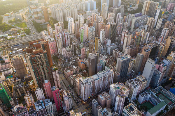Mong Kok, Hong Kong 03 September 2018:- Top view of Hong Kong city