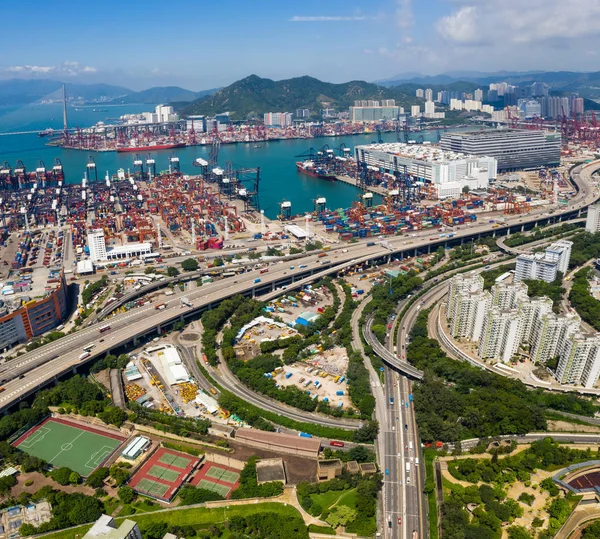 Mei Foo Hong Kong Septiembre 2018 Vista Superior Terminal Contenedores —  Fotos de Stock