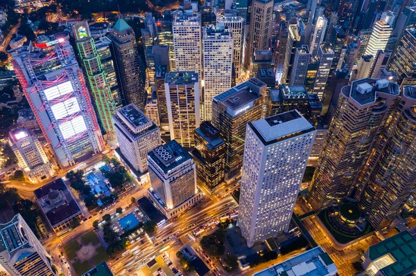 セントラル 2018 夕方には香港ビジネス オフィス タワーのトップダウン — ストック写真