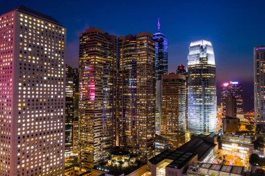 Merkez, Hong Kong - 11 Eylül, 2018: iş bölgesi, Hong Kong, gece