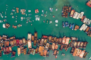 Tuen Mun, Hong Kong 14 Eylül 2018:-Top tayfun barınak görünümünü