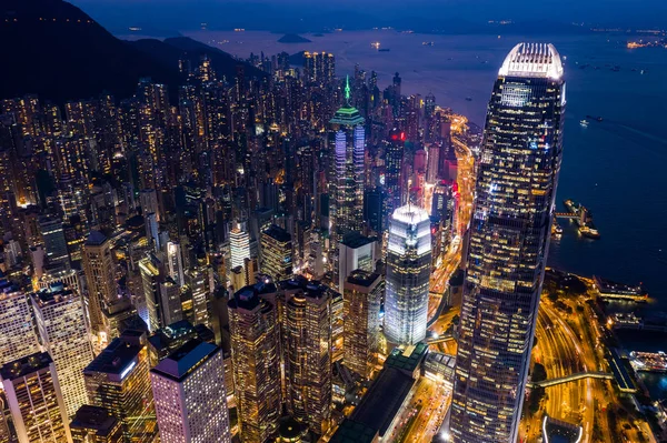 Central Hong Kong Setembro 2018 Centro Hong Kong Noite — Fotografia de Stock