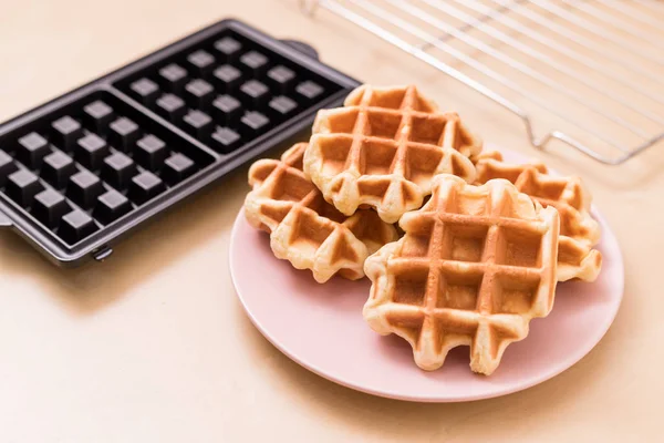 Homemade Belgian Waffles Home — Stock Photo, Image