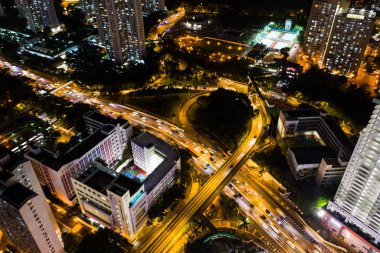 Hong Kong şehir merkezinin Üstten Görünüm