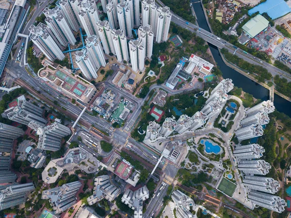 Hong Kong Bir Yerleşim Bölgesinde Üstten Görünüm — Stok fotoğraf