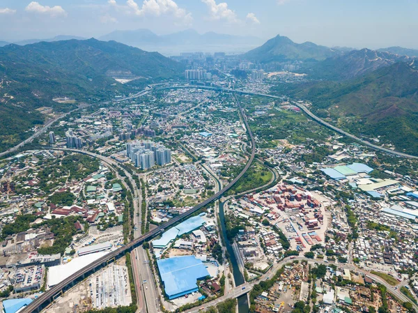 Vista Aérea Cidade Hong Kong Durante Dia — Fotografia de Stock