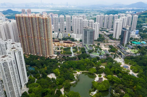 Vista Aérea Prédio Apartamentos Hong Kong — Fotografia de Stock