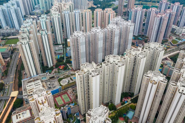 Vista Dall Alto Della Città Urbana Hong Kong — Foto Stock