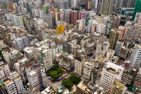 Flygfoto Över Hong Kong Downtown Dagtid — Stockfoto