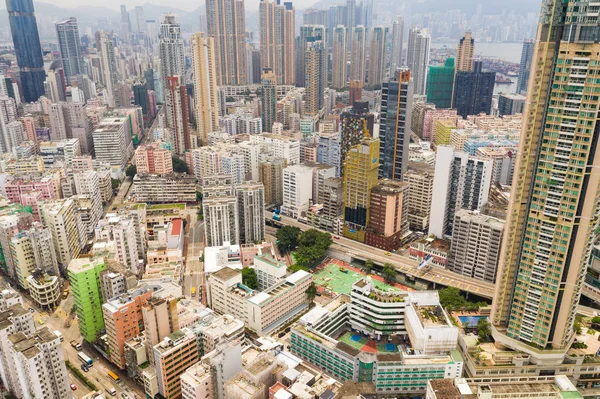 Hong Kong Yerleşim Bölgesinin Havadan Görünümü — Stok fotoğraf
