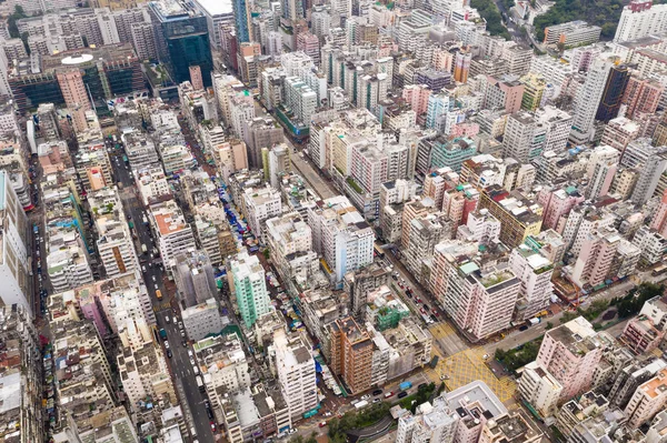 Drone Vliegen Hong Kong Stad Overdag — Stockfoto