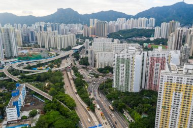 Kowloon Körfezi, Hong Kong 03 Eylül 2018:-Top Hong Kong bölgesi görünümünü