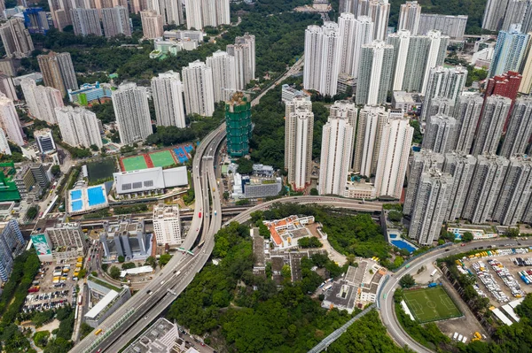 Kwun Tong Hong Kong September 2018 Uppifrån Och Ned Visa — Stockfoto