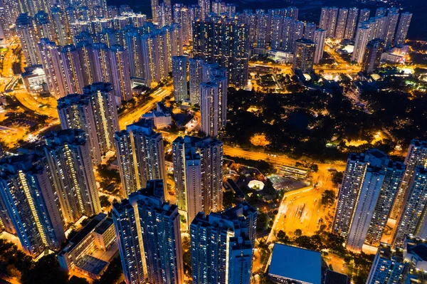 黄大仙 2018年9月 香港城市夜景鸟瞰图 — 图库照片