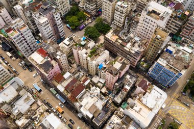 Sham Shui Po, Hong Kong, 28 Ağustos 2018: - Hong Kong şehir görünümünü aşağı üst