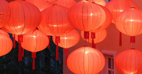 Lanternas Chinesas Vermelhas Tradicionais Para Ano Novo Chinês Noite — Fotografia de Stock