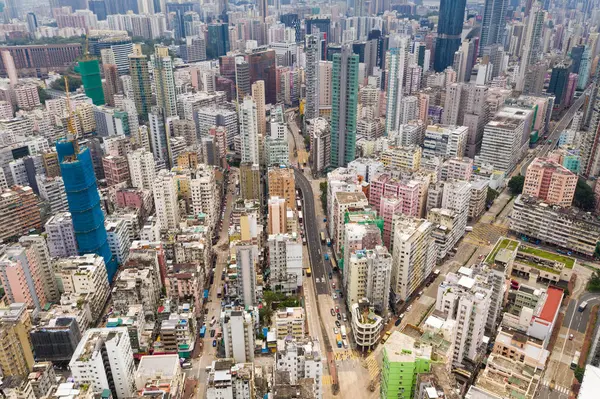 Sham Shui Hongkong Sierpień 2018 Widok Lotu Ptaka Miasta Hongkong — Zdjęcie stockowe