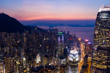 Merkez, Hong Kong - 11 Eylül, 2018: gece Hong Kong şehir