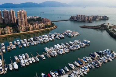 Tuen Mun, Hong Kong 27 Eylül 2018:-tayfun barınak Hong Kong Gold Coast