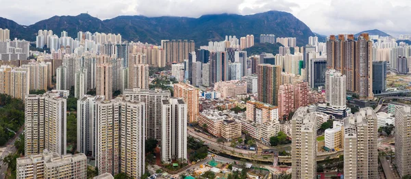 Wong Tai Sin Hong Kong Setembro 2018 Drone Sobrevoa Cidade — Fotografia de Stock