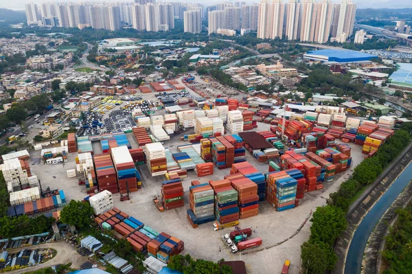 Tin Shui Wai Hong Kong Septembre 2018 Stockage Conteneur — Photo