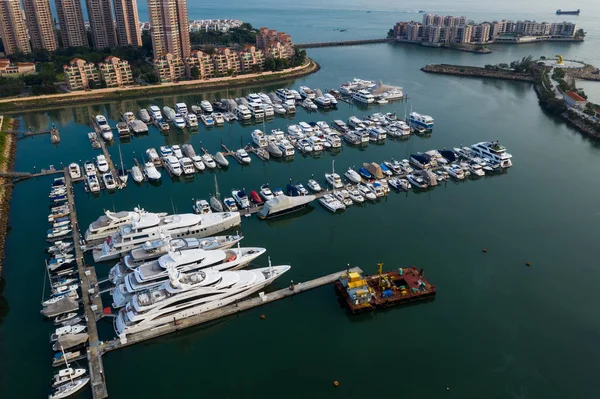 Tuen Mun Hong Kong Eylül 2018 Tayfun Barınak Yat Tekne — Stok fotoğraf
