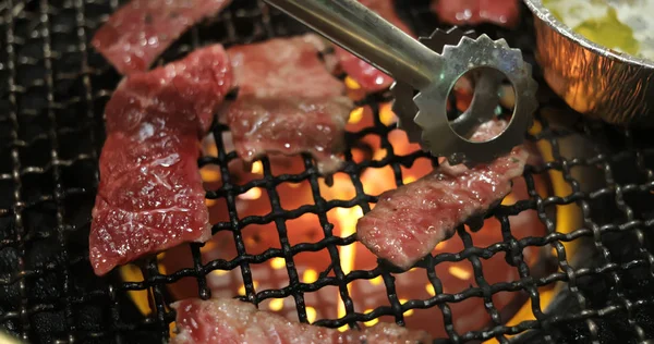 Churrasco Japonês Com Closeup Carne — Fotografia de Stock