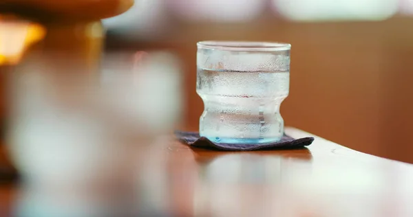 Iced water in restaurant on table