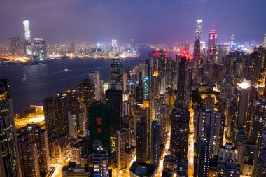 Sheung Wan, Hong Kong, 02 Ekim 2018 Gece Hong Kong