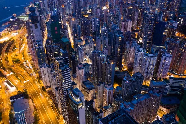 Sheung Wan Hong Kong Outubro 2018 Cidade Hong Kong Noite — Fotografia de Stock