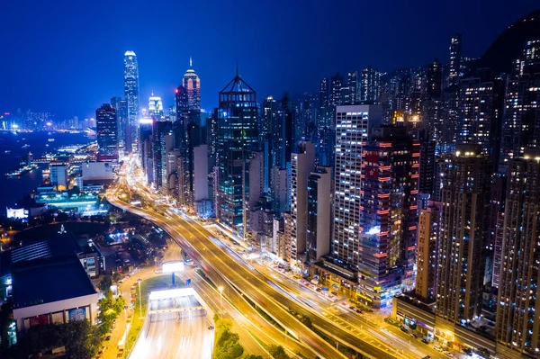 Sheung Wan Hongkong Října 2018 Hong Kong Mrakodrap Dopravní Cesta — Stock fotografie