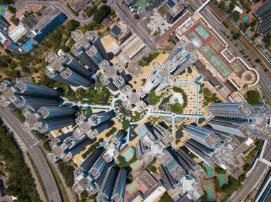 Tin Shui Wai, Hong Kong - 30 Mayıs, 2018: Hong Kong halk evi ilçe