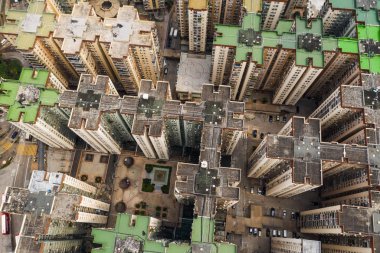 Mei Foo, Hong Kong - 09 Ekim, 2018: Top Hong Kong apartmanlar görünümünü