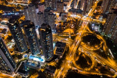 Wong Tai Sin, Hong Kong - 09 Ekim, 2018: gece Hong Kong şehir