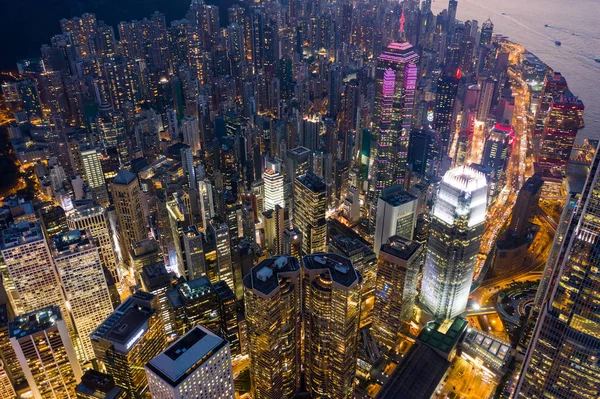 Central Hong Kong Outubro 2018 Cidade Hong Kong Noite — Fotografia de Stock