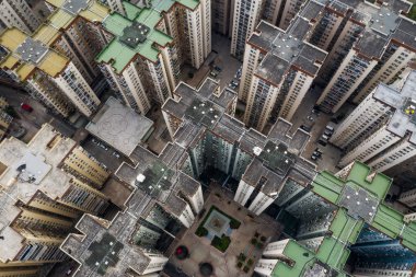 Mei Foo, Hong Kong - 09 Ekim, 2018: Top Hong Kong apartmanlar görünümünü