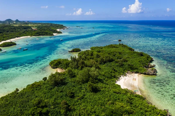 Drohne Fliegt Über Kabira Bay Ishigaki Island — Stockfoto