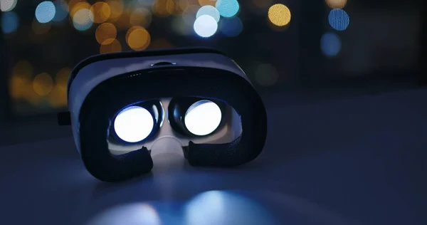 Virtuální Realita Přehrát Video Uvnitř Noci — Stock fotografie