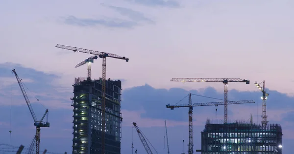 Construction site at sunset time