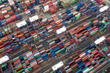 Kwai Tsing, Hong Kong, 09 Ekim 2018:-Kwai Tsing konteyner terminalleri Hong Kong