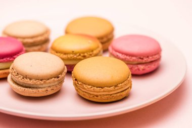 pembe plaka Macaron yakın çekim