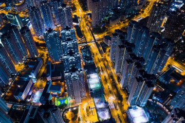 Tin Shui Wai, Hong Kong 07 Ekim 2018:-gece Hong Kong yerleşim bölgesi