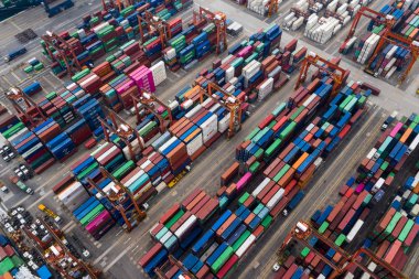 Kwai Tsing, Hong Kong 09 Ekim 2018:-kargo konteyner liman Hong Kong 