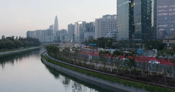 Shenzhen China Oktober 2018 Geschäftsviertel Shenzhen Abend — Stockfoto