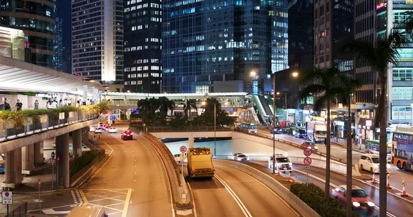 Central Hong Kong Octubre 2018 Tráfico Nocturno Hong Kong —  Fotos de Stock