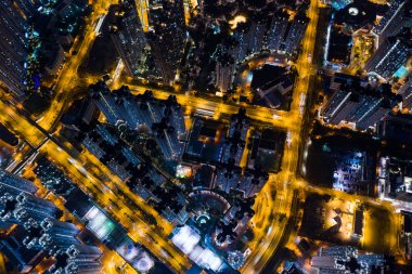 Tin Shui Wai, Hong Kong, 30 Mayıs 2018:-gece Hong Kong şehir